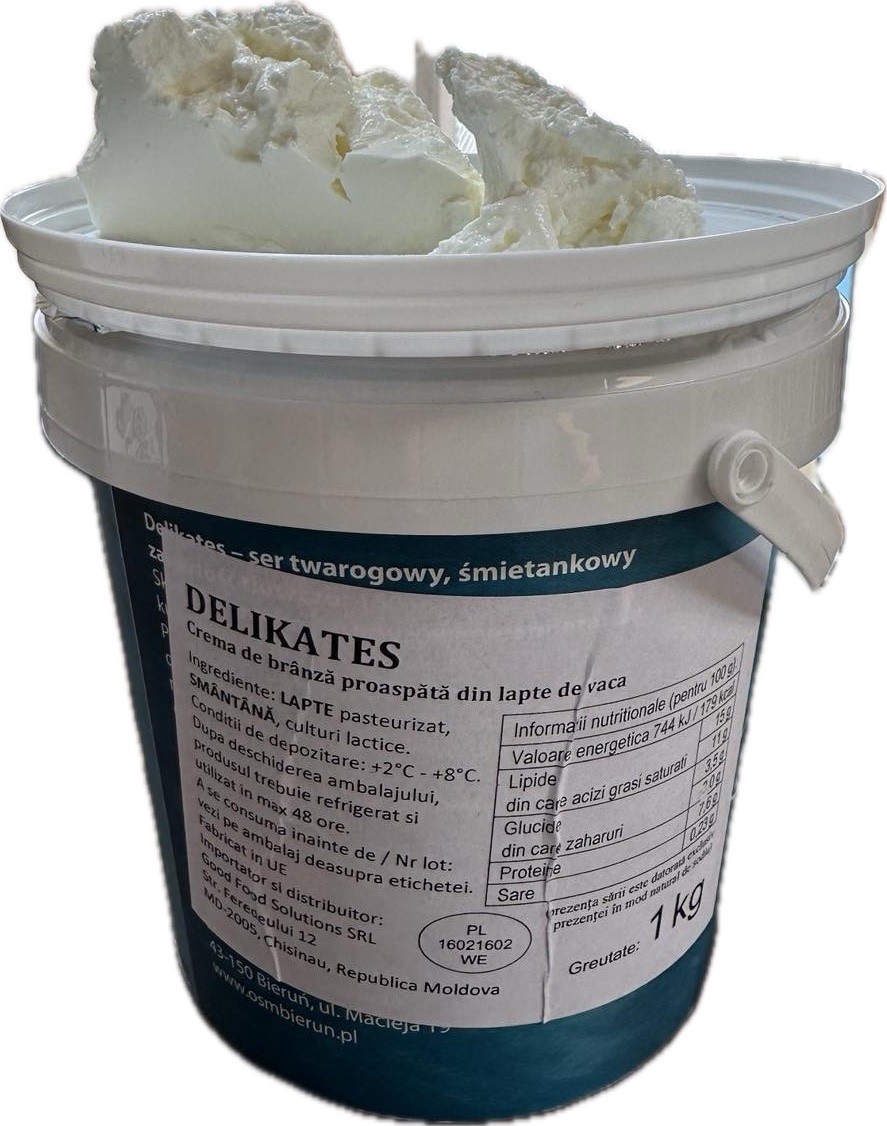 Crema de branza Delikates 15%, galeata 1kg, Bierun