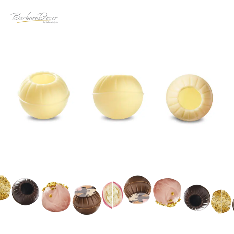 Decoratiuni din ciocolata alba TRUFFLE SHELLS WHITE 1.563KG 1032 BARB