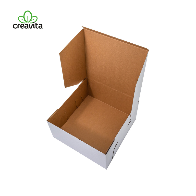 Cutie pentru tort cu capac ALB/KRAFT 30x30x30 cm GustaPro