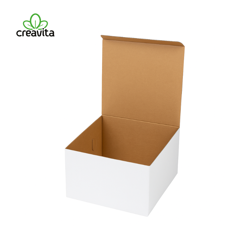 Cutie pentru tort cu capac ALB/KRAFT 35x35x30 cm GustaPro